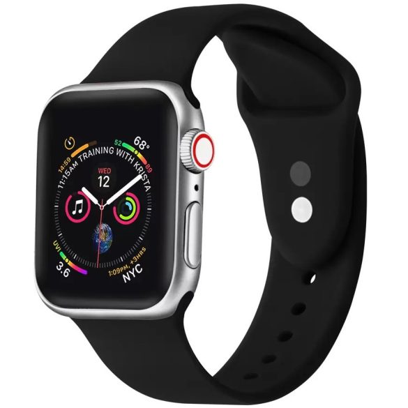 Apple Watch 4-6, SE, SE (2022) (38 / 40 mm) / Watch 7-9 (41 mm), szilikon pótszíj, állítható, két lyukas rögzítés, Xprotector, fekete