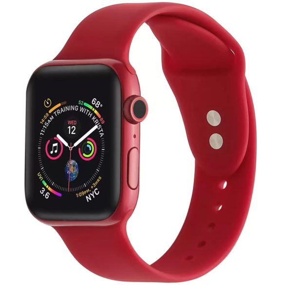 Apple Watch 4-6, SE, SE (2022) (38 / 40 mm) / Watch 7-9 (41 mm), szilikon pótszíj, állítható, két lyukas rögzítés, Xprotector, piros