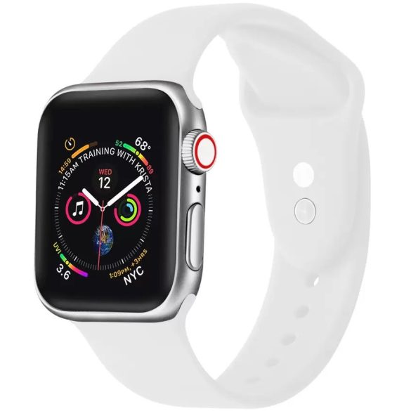 Apple Watch 4-6, SE, SE (2022) (38 / 40 mm) / Watch 7-9 (41 mm), szilikon pótszíj, állítható, két lyukas rögzítés, Xprotector, fehér