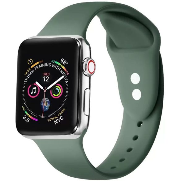 Apple Watch 4-6, SE, SE (2022) (42 / 44 mm) / Watch 7-9 (45 mm) / Watch Ultra 1-2 (49 mm), szilikon pótszíj, állítható, két lyukas rögzítés, Xprotector, zöld