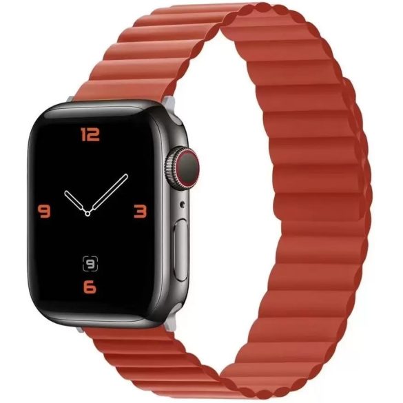 Apple Watch 4-6, SE, SE (2022) (42 / 44 mm) / Watch 7-9 (45 mm) / Watch Ultra 1-2 (49 mm), szilikon pótszíj, mágneses zár, 3D minta, Xprotector, piros