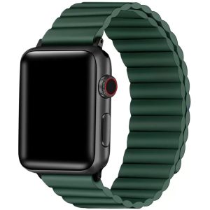 Apple Watch 4-6, SE, SE (2022) (42 / 44 mm) / Watch 7-9 (45 mm) / Watch Ultra 1-2 (49 mm), szilikon pótszíj, mágneses zár, 3D minta, Xprotector, zöld