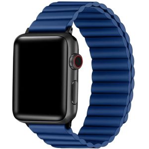 Apple Watch 4-6, SE, SE (2022) (42 / 44 mm) / Watch 7-9 (45 mm) / Watch Ultra 1-2 (49 mm), szilikon pótszíj, mágneses zár, 3D minta, Xprotector, kék