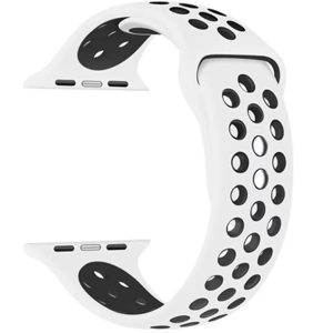 Apple Watch 4-6, SE, SE (2022) (38 / 40 mm) / Watch 7-9 (41 mm), szilikon pótszíj, állítható, lyukacsos, Xprotector, fehér/fekete