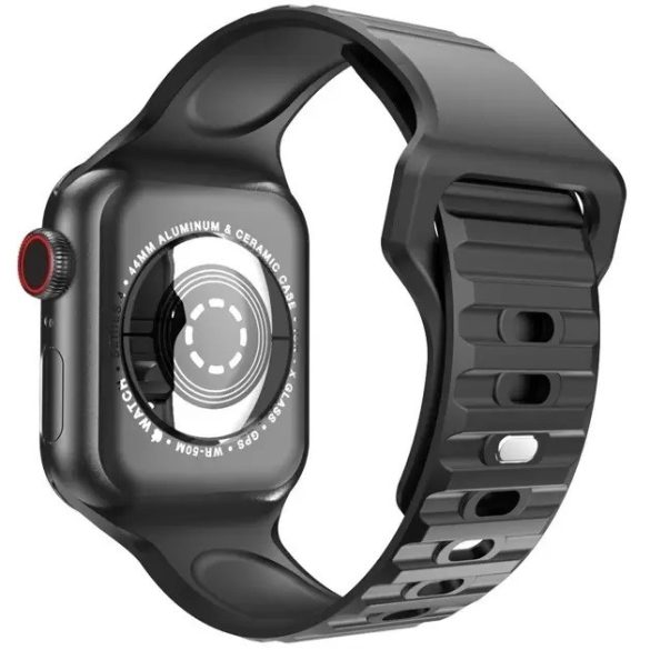 Apple Watch 4-6, SE, SE (2022) (42 / 44 mm) / Watch 7-9 (45 mm) / Watch Ultra 1-2 (49 mm), szilikon pótszíj, állítható, sport, Xprotector, fekete