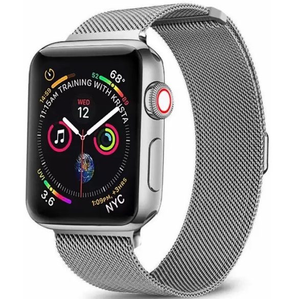 Apple Watch 4-6, SE, SE (2022) (42 / 44 mm) / Watch 7-9 (45 mm) / Watch Ultra 1-2 (49 mm), fém pótszíj, milánói stílus, 2 részes, Xprotector, ezüst