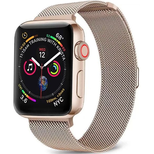 Apple Watch 4-6, SE, SE (2022) (42 / 44 mm) / Watch 7-9 (45 mm) / Watch Ultra 1-2 (49 mm), fém pótszíj, milánói stílus, 2 részes, Xprotector, vörösarany