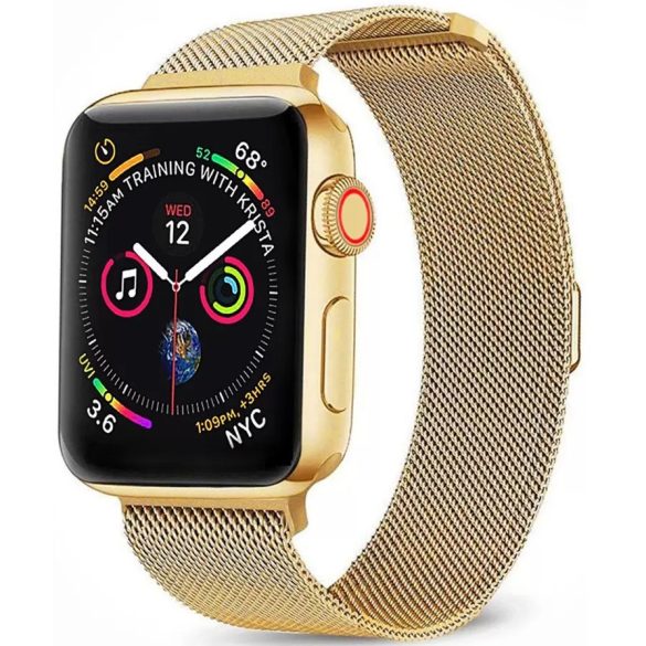 Apple Watch 4-6, SE, SE (2022) (42 / 44 mm) / Watch 7-9 (45 mm) / Watch Ultra 1-2 (49 mm), fém pótszíj, milánói stílus, 2 részes, Xprotector, arany