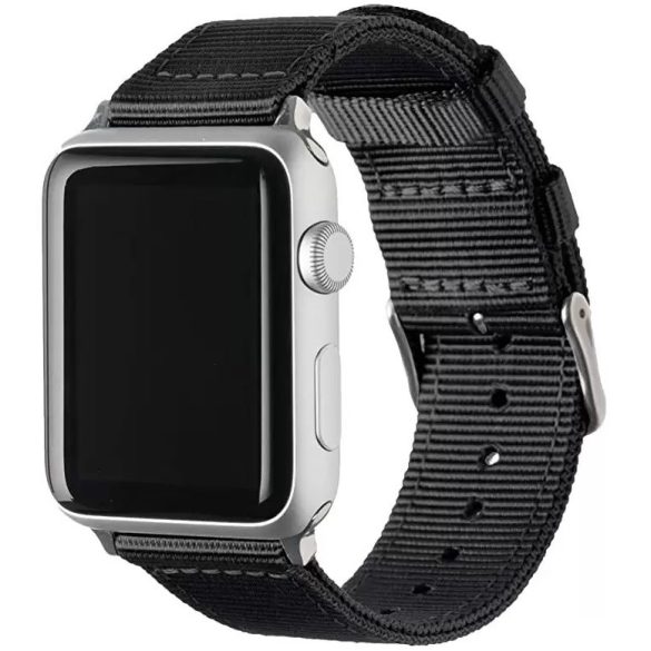 Apple Watch 4-6, SE, SE (2022) (42 / 44 mm) / Watch 7-9 (45 mm) / Watch Ultra 1-2 (49 mm), műanyag pótszíj, szőtt, állítható, szőtt szíjtartó, Xprotector, fekete