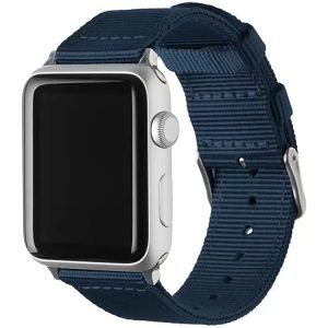 Apple Watch 4-6, SE, SE (2022) (42 / 44 mm) / Watch 7-9 (45 mm) / Watch Ultra 1-2 (49 mm), műanyag pótszíj, szőtt, állítható, szőtt szíjtartó, Xprotector, sötétkék