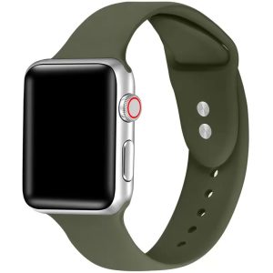 Apple Watch 4-6, SE, SE (2022) (38 / 40 mm) / Watch 7-9 (41 mm), szilikon pótszíj, állítható, két lyukas rögzítés, Xprotector, sötétzöld
