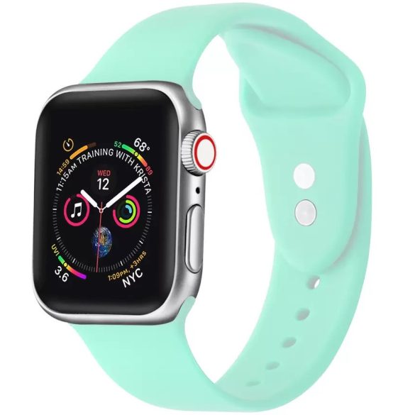 Apple Watch 4-6, SE, SE (2022) (38 / 40 mm) / Watch 7-9 (41 mm), szilikon pótszíj, állítható, két lyukas rögzítés, Xprotector, menta