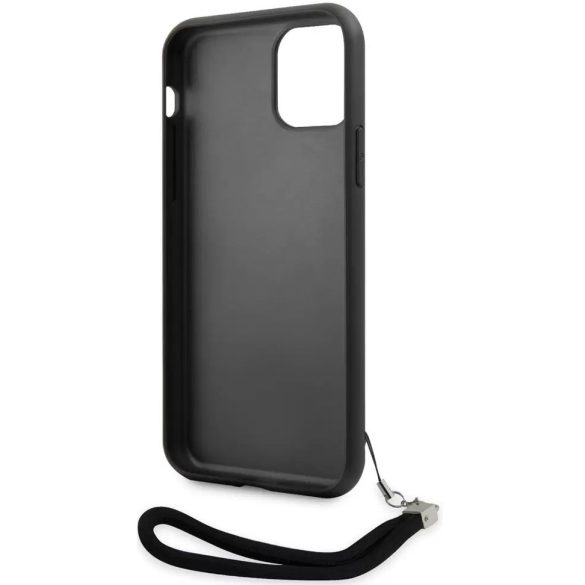 Apple iPhone 11, Műanyag hátlap védőtok + szilikon keret, színváltós hátlap, kézpánttal, Karl minta, Karl Lagerfeld Sequins Reversible, ezüst/fekete