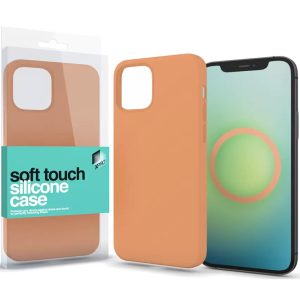 Apple iPhone 15, Szilikon tok, MagSafe rögzítésű, Xprotector Soft Touch MagSafe, narancssárga