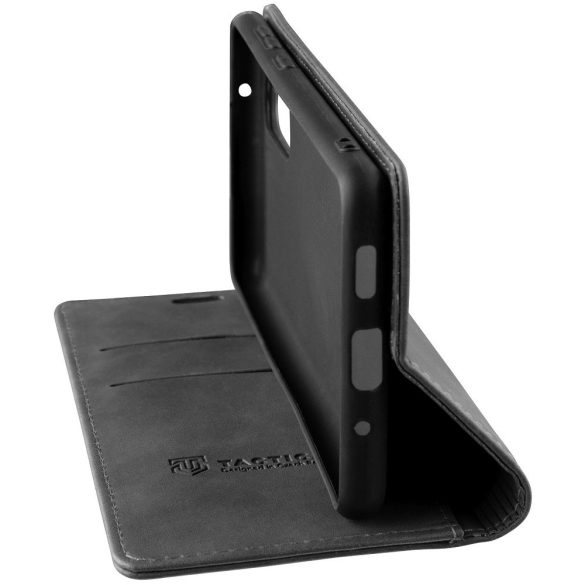 Xiaomi Redmi Note 12 5G / Poco X5 5G, Oldalra nyíló tok, stand, kártyatartóval, Tactical Xproof, fekete