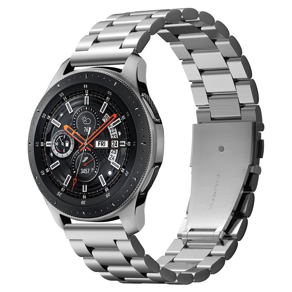 Samsung Galaxy Watch (46mm) SM-R800 / R805, fém pótszíj, Spigen Modern Fit, ezüst
