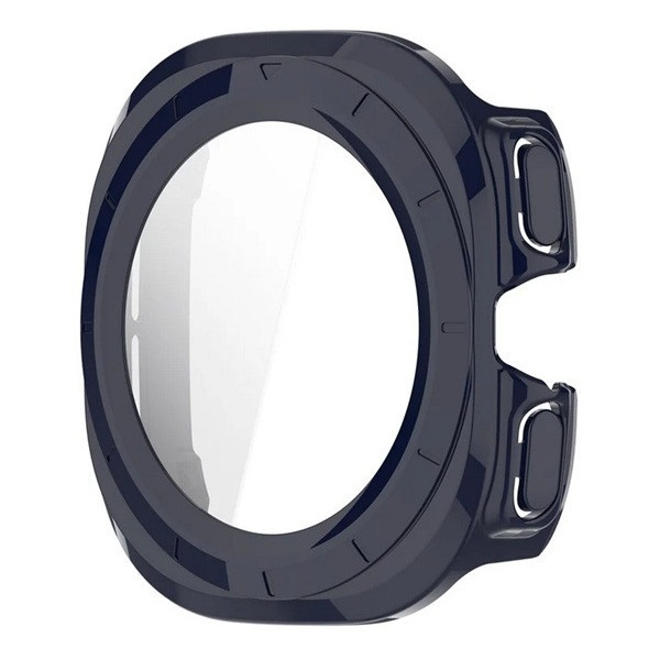 Samsung Galaxy Watch Ultra (47mm) SM-L705, Műanyag védőkeret, kijelzővédő üveggel, közepesen ütésálló, szíj nélkül, sötétkék