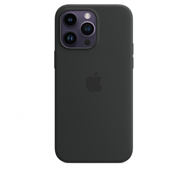 Apple iPhone 14 Pro Max MagSafe-rögzítésű szilikon tok, Éjfekete